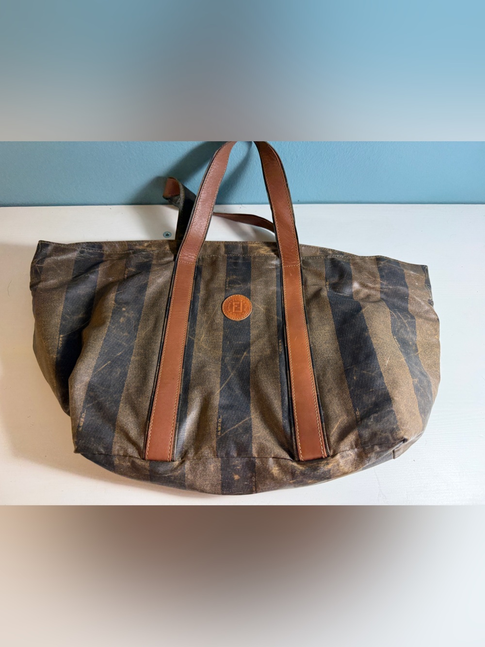 Fendi Pequin Stripe Tote Bag